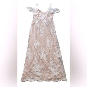 Pinkblush Maternity Ivory Floral Embroidered Mesh Maternity Evening Gown